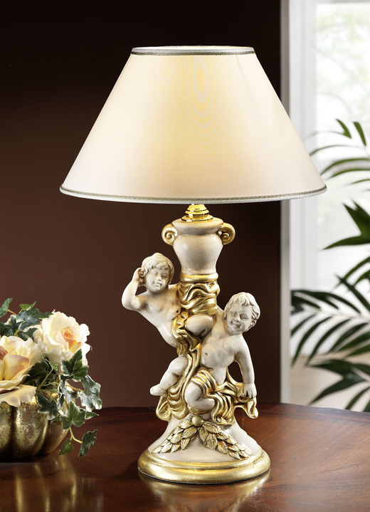 Lampen & Leuchten - In Handarbeit hergestellte und handbemalte Tischleuchte, in Farbe BEIGE-GOLD