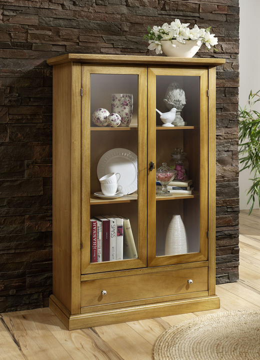 Vitrinen & Highboards - Vitrine mit Griffen aus Metall und Keramik, in Farbe NATUR Ansicht 1