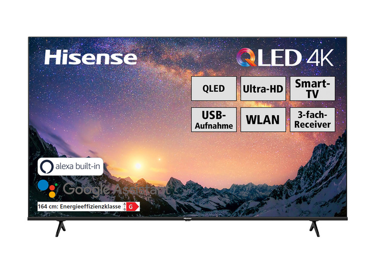 Fernseher - Hisense QLED 4K UHD TV, in Farbe SCHWARZ Ansicht 1