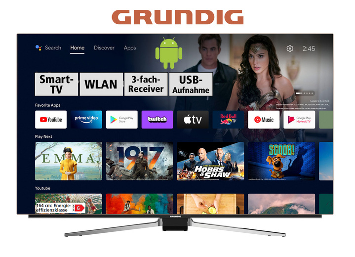 Fernseher - Grundig 4K-Ultra-HD-OLED-Fernseher mit WLAN, in Farbe SCHWARZ Ansicht 1