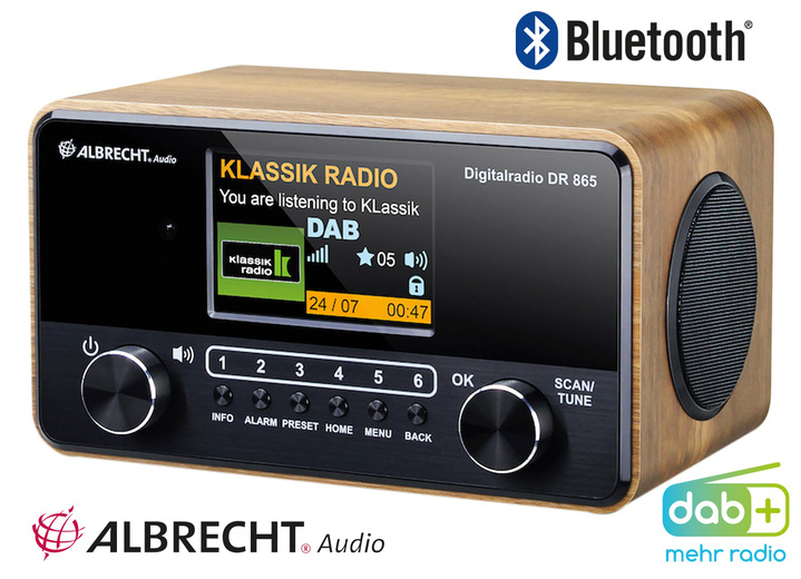 Modern - Albrecht DR865 Digital-Radio in edler Holzoptik, in Farbe BRAUN Ansicht 1
