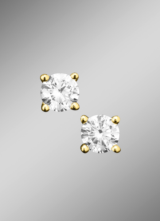 mit Diamanten - Massive Ohrstecker mit Brillant, in Farbe