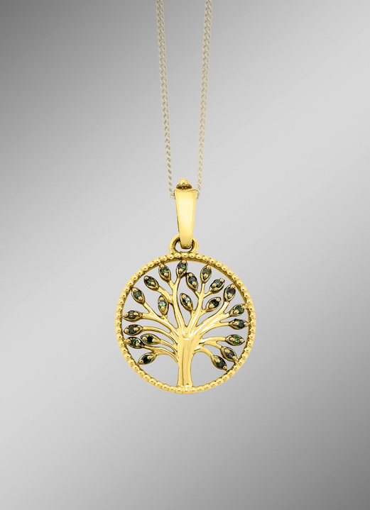 - Lebensbaum-Anhänger mit Diamanten, in Farbe  Ansicht 1