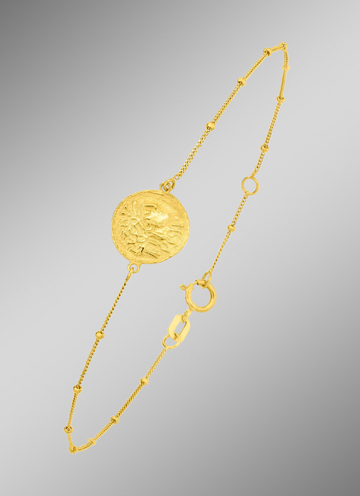 - Panzerkette-Armband mit römischem Münzmotiv, in Farbe  Ansicht 1