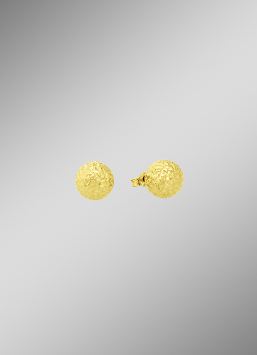 ohne Steine / mit Zirkonia - Facettierte Ohrstecker aus Gold, in Farbe  Ansicht 1