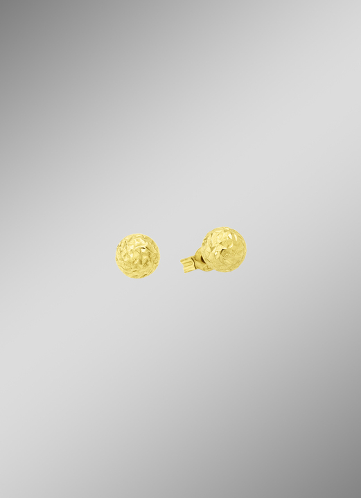 ohne Steine / mit Zirkonia - Facettierte Ohrstecker aus Gold, in Farbe  Ansicht 1