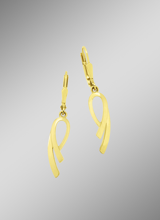 ohne Steine / mit Zirkonia - Durchbrochene Ohrringe aus Gold, in Farbe  Ansicht 1