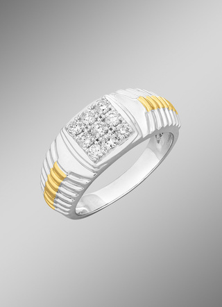 Hochwertiger Bicolor Herrenring mit Brillanten