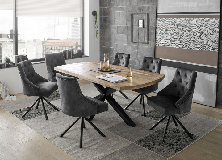 Essgruppen - Esszimmermöbel in moderner Optik, in Farbe EICHE-AUBERGINE, in Ausführung Essgruppe, 5-teilig Ansicht 1