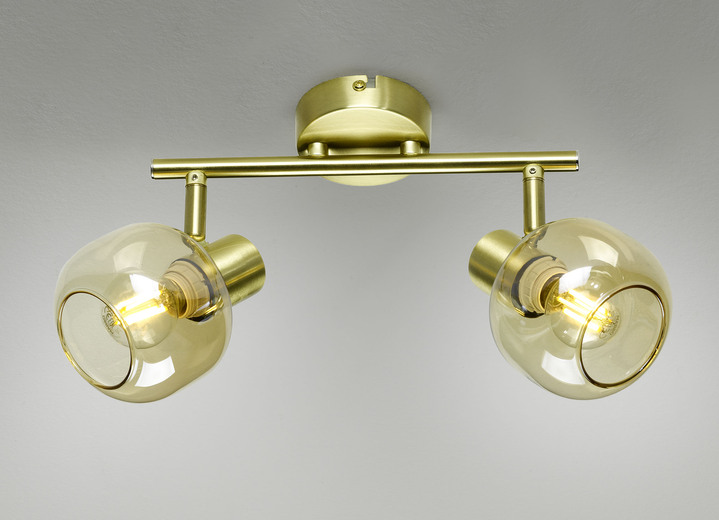Lampen & Leuchten - Stilechte Deckenleuchten mit getöntem Glas, in Farbe MESSING, in Ausführung Deckenleuchte, 2-flammig Ansicht 1