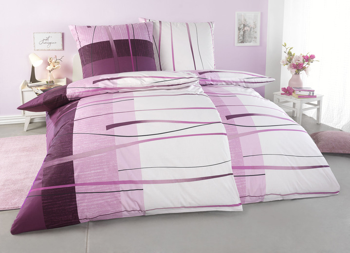 - Bettwäsche-Garnitur mit Reißverschluss, in Größe 112 (80/80 cm + 135/200 cm) bis 115 (80/80 cm + 155/220 cm), in Farbe BEERE