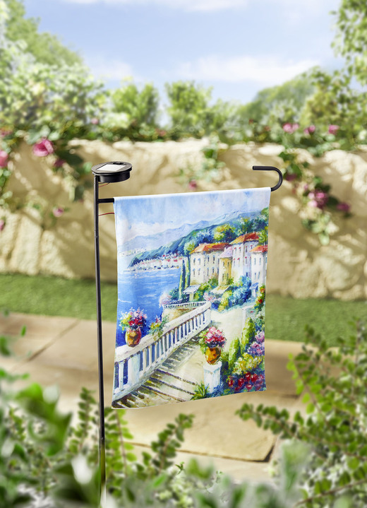 Gartendekoration - Solar-Fahne aus Samtstoff, in Farbe BUNT, in Ausführung Solar-Fahne Cote d''Azur Ansicht 1