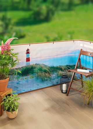 Balkon-Bespannung mit eingearbeiteten Metall-Ösen