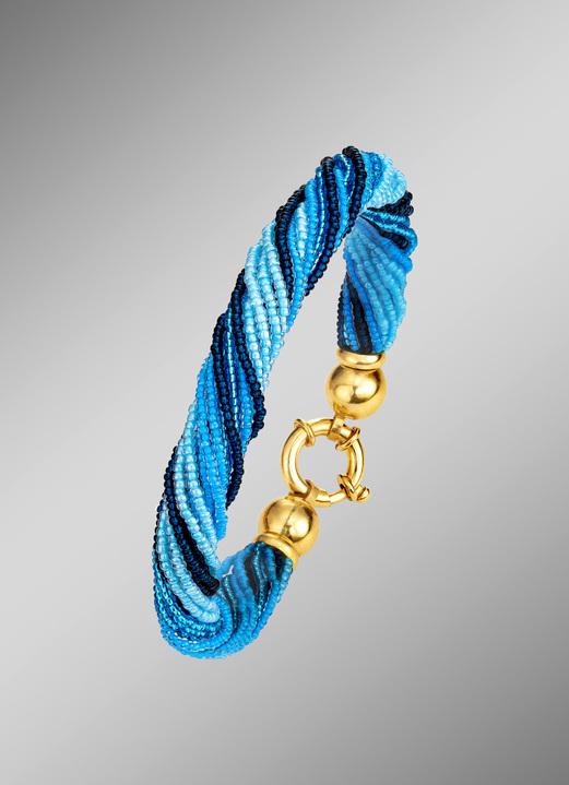 Halsketten & Armbänder - Armband mit Muranoglas in Blautönen, in Farbe  Ansicht 1