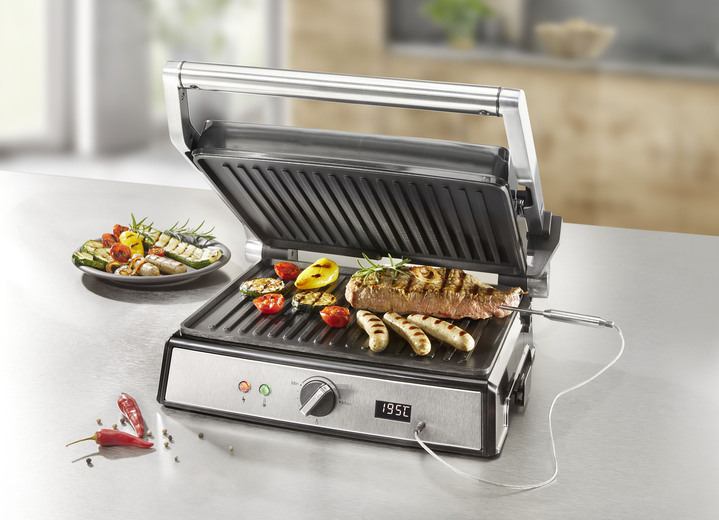 - Kontaktgrill mit antihaftbeschichteten Grillplatten, in Farbe EDELSTAHL-SCHWARZ Ansicht 1