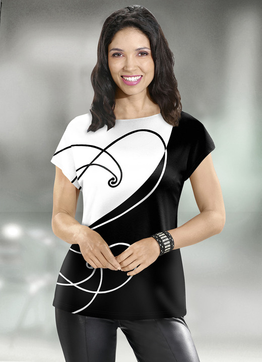 Shirts - Shirt mit edlem Druck Shirts - Shirt mit edlem Druck, in Größe 036 bis 052, in Farbe SCHWARZ-WEISS
