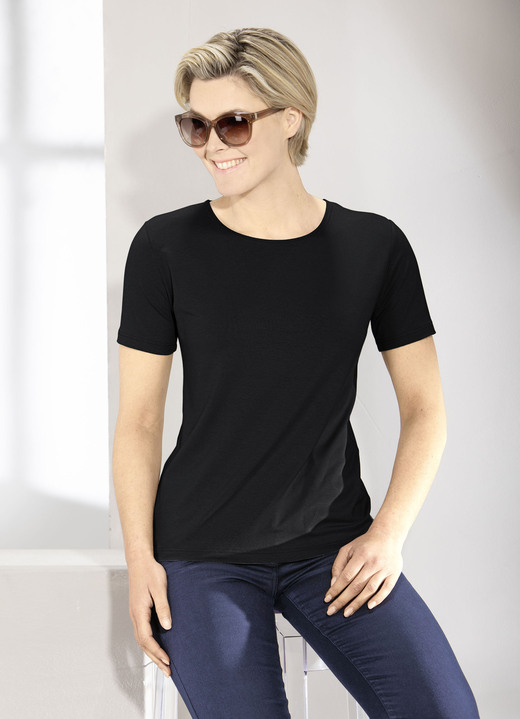 Shirts - Kombistarkes Shirt in 9 Farben, in Größe L (44/46) bis XXL (52/54), in Farbe SCHWARZ Ansicht 1