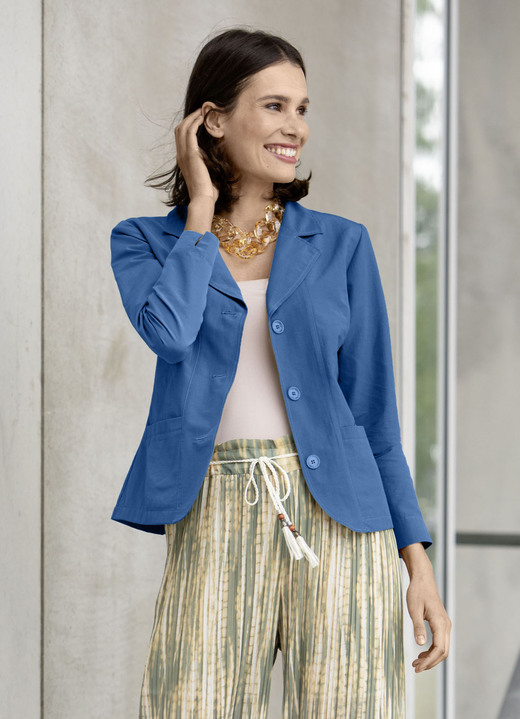 Blusenjacken - Blusenjacke  mit Schulterpolster, in Größe 034 bis 050, in Farbe ROYALBLAU Ansicht 1
