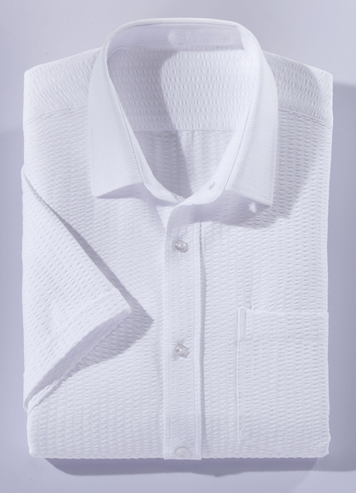 Hemden, Pullover & Shirts - Seersucker Hemd in 3 Farben, in Größe 3XL (47/48) bis XXL (45/46), in Farbe WEISS Ansicht 1