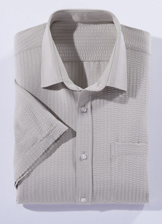 - Seersucker Hemd in 3 Farben, in Größe 3XL (47/48) bis XXL (45/46), in Farbe BEIGE