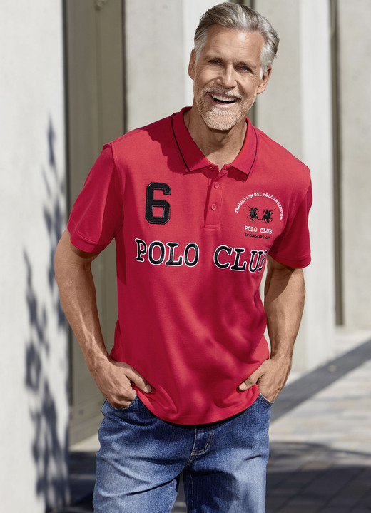 Hemden, Pullover & Shirts - Poloshirt in 2 Farben, in Größe 046 bis 062, in Farbe ROT Ansicht 1