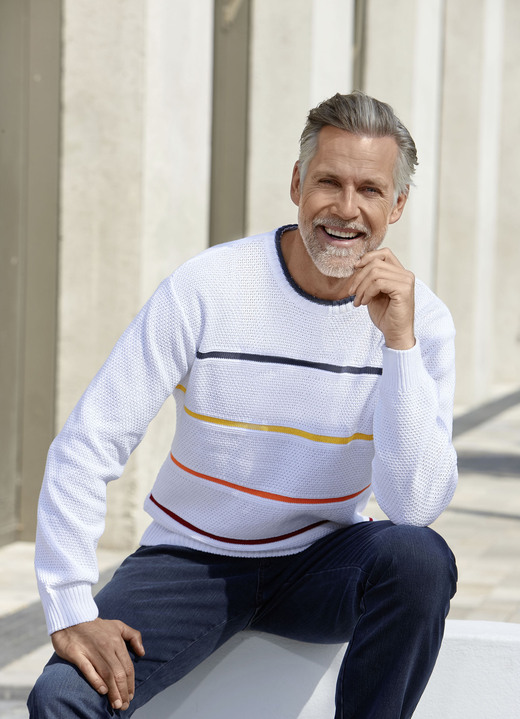 Hemden, Pullover & Shirts - Sportiver Rundhalspullover, in Größe 046 bis 062, in Farbe WEISS