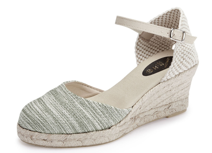 Sandaletten & Pantoletten - Sandalette aus Textilmaterial, in Größe 036 bis 042, in Farbe ECRU-OLIV Ansicht 1