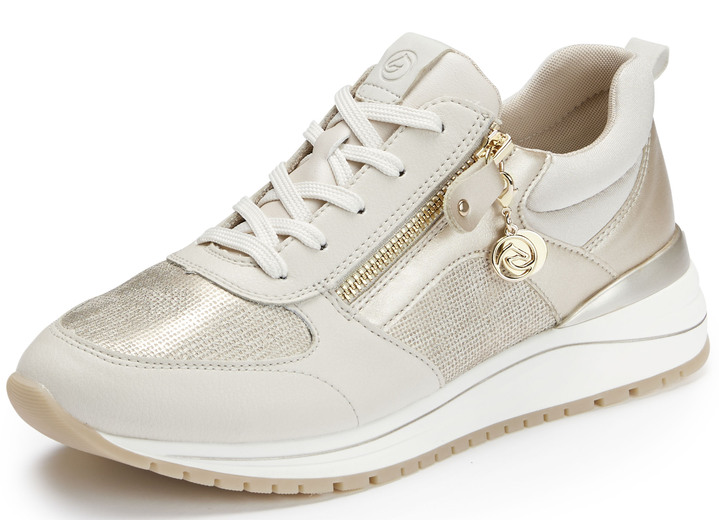 Slipper & Schnürschuhe - Remonte Sneaker in trendiger Optik, in Größe 036 bis 042, in Farbe BEIGE-GOLD Ansicht 1