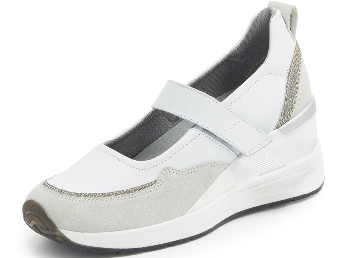 Komfortschuhe - ELENA EDEN Spangenschuh mit Glitzereinsätzen, in Größe 036 bis 042, in Farbe WEISS-EISGRAU Ansicht 1