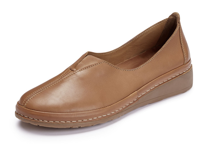 Komfortschuhe - ELENA EDEN Slipper aus Rind-Nappaleder, in Größe 036 bis 042, in Farbe COGNAC Ansicht 1