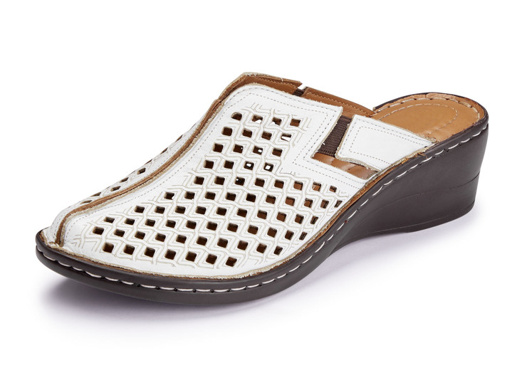 Komfortschuhe - ELENA EDEN-Clog aus geprägtem Rind-Nappaleder, in Größe 036 bis 042, in Farbe WEISS Ansicht 1
