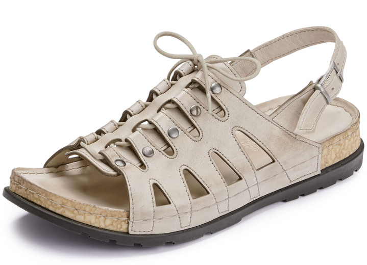 Komfortschuhe - Gemini Sandale mit elastischer Zierschnürung, in Größe 036 bis 042, in Farbe BEIGE Ansicht 1