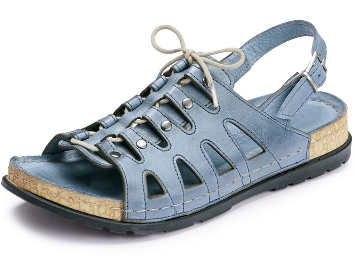 Komfortschuhe - Gemini Sandale mit elastischer Zierschnürung, in Größe 036 bis 039, in Farbe JEANS Ansicht 1