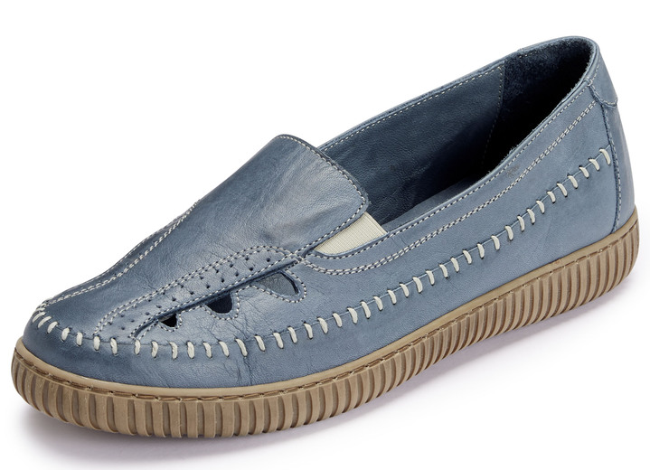 Komfortschuhe - Gemini Slipper aus Rind-Nappaleder, in Größe 036 bis 042, in Farbe JEANS Ansicht 1