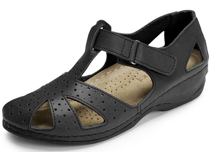 Komfortschuhe - ELENA EDEN, klassische Damen-Sandalen, Weite H, mit Klettverschluss, in Größe 036 bis 042, in Farbe SCHWARZ Ansicht 1