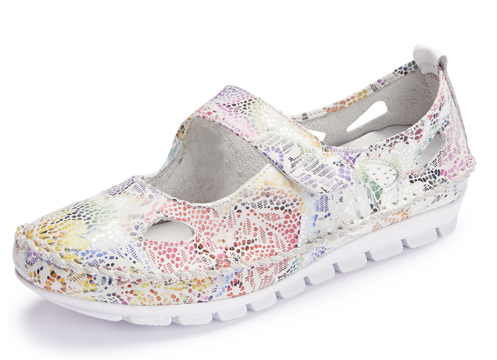 - Gemini Mokassin-Slipper mit Lederspange, in Größe 035 bis 042, in Farbe WEISS-BUNT Ansicht 1