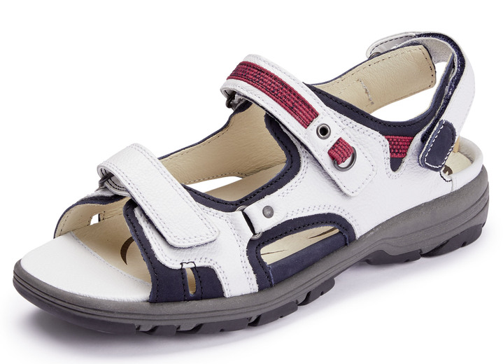 Komfortschuhe - Waldläufer, sportliche Damen-Sandalen, Weite H, mit herausnehmbarem Fußbett, in Größe 4 1/2 bis 9, in Farbe WEISS-BLAU-ROT Ansicht 1