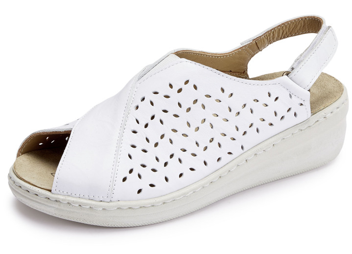 Komfortschuhe - Gemini Sandale aus luftig perforiertem Rind-Nappaleder, in Größe 036 bis 042, in Farbe WEISS Ansicht 1