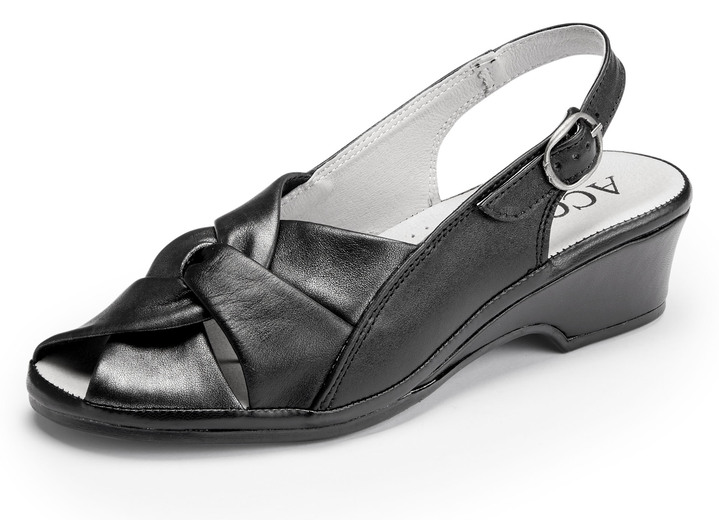 Komfortschuhe - ELENA EDEN Sandale aus schimmerndem Nappaleder, in Größe 035 bis 042, in Farbe SCHWARZ-METALLIC Ansicht 1