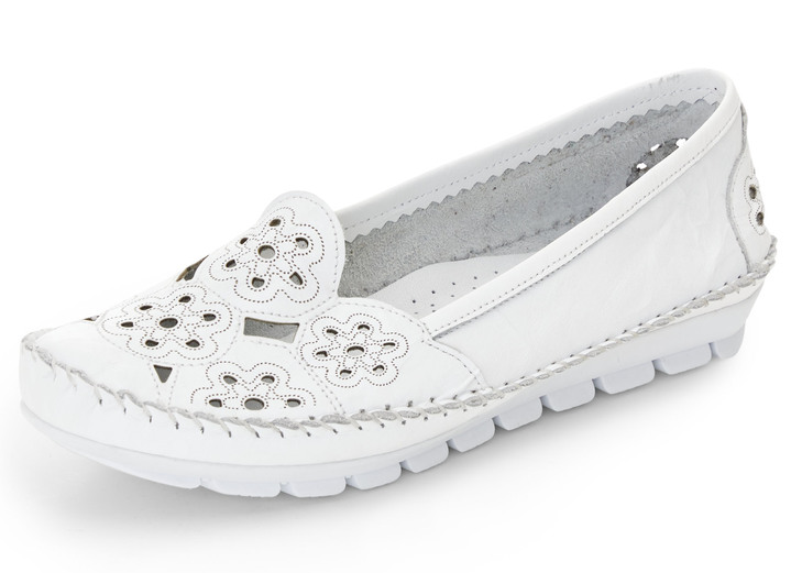 Komfortschuhe - Gemini, leichte Damen-Slipper, Weite G, mit herausnehmbarem Fußbett, in Größe 035 bis 041, in Farbe WEISS Ansicht 1