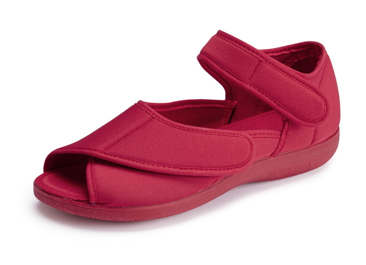 Komfortschuhe - Klett-Sandale aus elastischem Textilmaterial, in Größe 035 bis 042, in Farbe ROT Ansicht 1