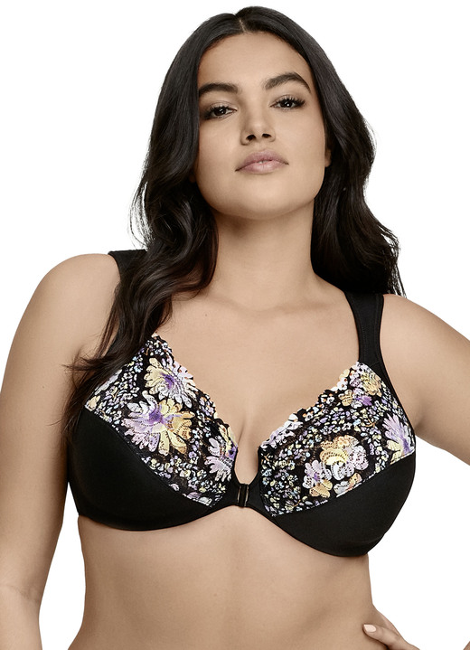 Bügel-BH - Glamorise Bügel-BH mit Floraldessin, in Größe 075 bis 115, in Cup B, in Farbe SCHWARZ-BUNT Ansicht 1