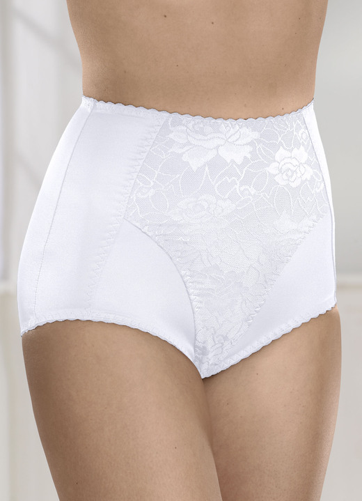 Slips - Miederhose mit Jaquarddessin, in Größe 070 bis 115, in Farbe 2X WEISS Ansicht 1