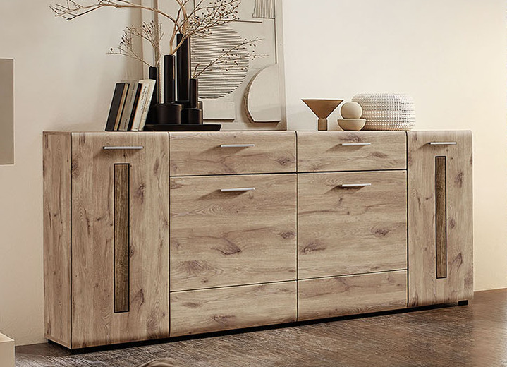 Sideboards & Kommoden - Sideboard mit 4 Türen, in Farbe EICHE NATUR-HAVELEICHE COGNAC Ansicht 1