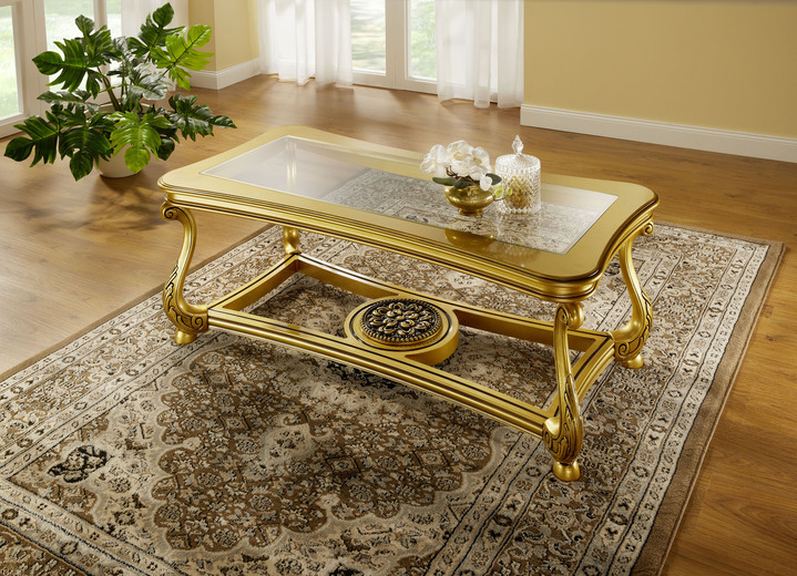 - Teilmassiver Couchtisch, in Farbe GOLD