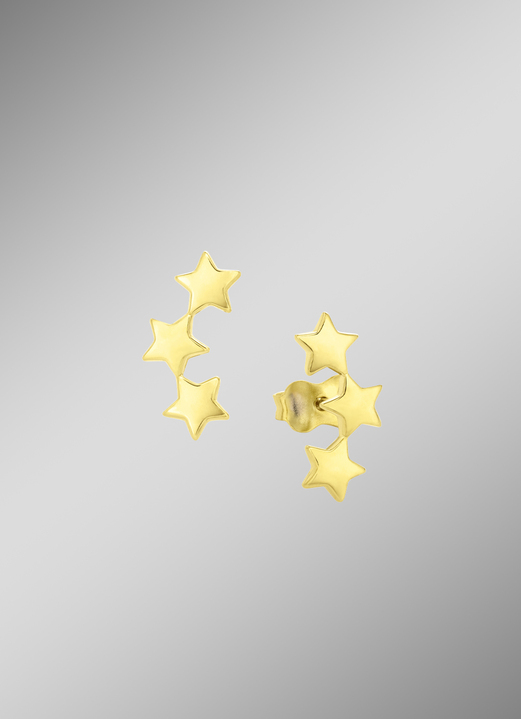 ohne Steine / mit Zirkonia - Schöne Sternen-Ohrstecker, in Farbe  Ansicht 1