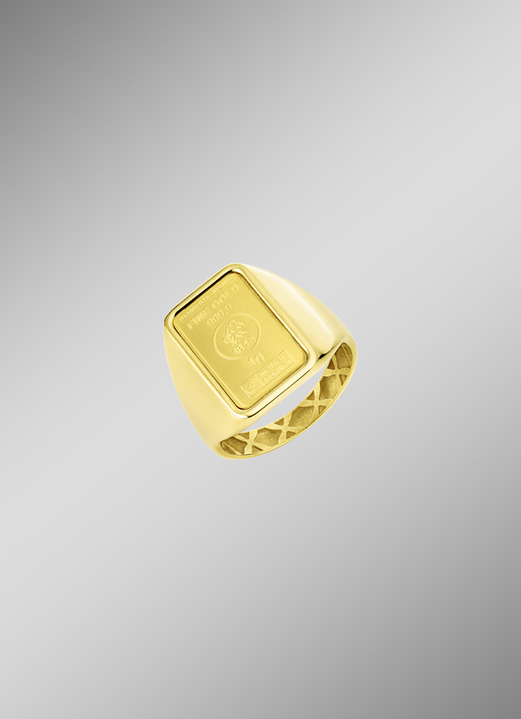 ohne Steine / mit Zirkonia - Goldbarren-Partnerring aus Gold, in Größe 170 bis 220, in Farbe , in Ausführung Damenring Ansicht 1