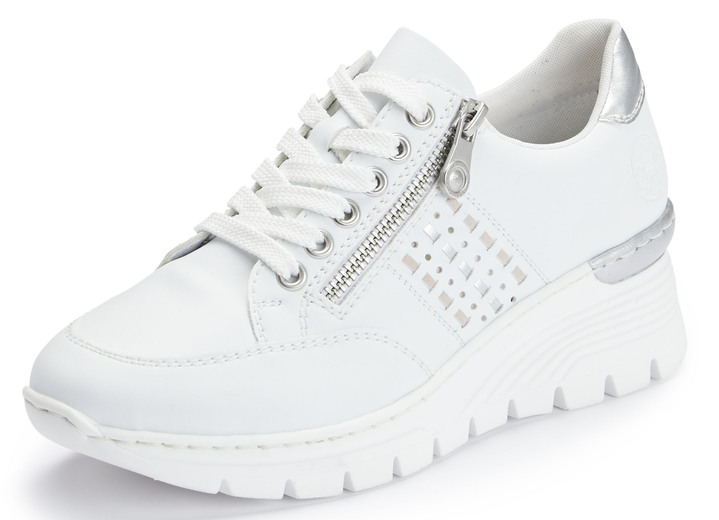 Komfortschuhe - Rieker, bequeme Damen-Sneaker, Weite G, mit Reißverschluss, in Größe 036 bis 042, in Farbe WEISS Ansicht 1