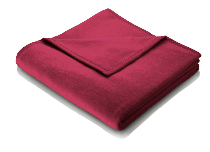 Decken - Hochwertige Schlafdecke mit Veloursband-Einfassung von Bocasa, in Größe 185 (100x150 cm) bis 295 (220x240 cm), in Farbe WEINROT Ansicht 1