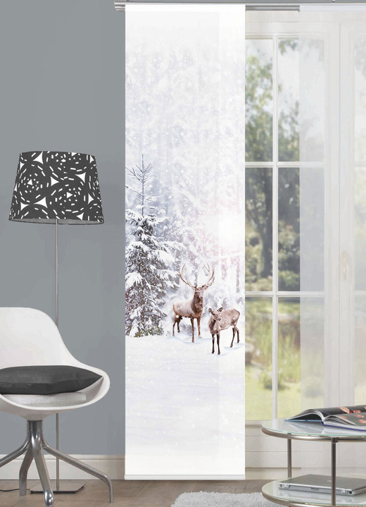 Fensterdekorationen - Schiebevorhang mit winterlichr Landschaft, in Farbe MULTICOLOR Ansicht 1